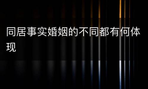 同居事实婚姻的不同都有何体现