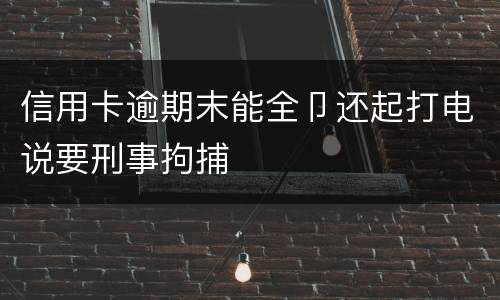 信用卡逾期末能全卩还起打电说要刑事拘捕