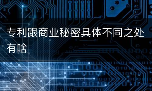 专利跟商业秘密具体不同之处有啥