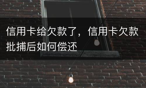 信用卡给欠款了，信用卡欠款批捕后如何偿还
