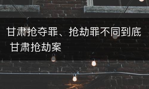 甘肃抢夺罪、抢劫罪不同到底 甘肃抢劫案