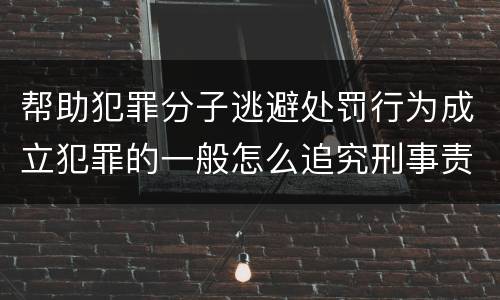 帮助犯罪分子逃避处罚行为成立犯罪的一般怎么追究刑事责任