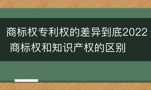 商标权专利权的差异到底2022 商标权和知识产权的区别