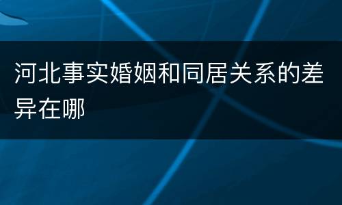 河北事实婚姻和同居关系的差异在哪