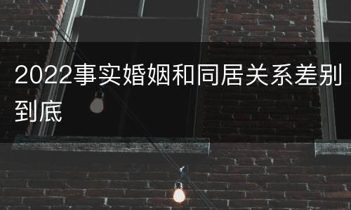 2022事实婚姻和同居关系差别到底