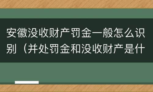 安徽没收财产罚金一般怎么识别（并处罚金和没收财产是什么意思）