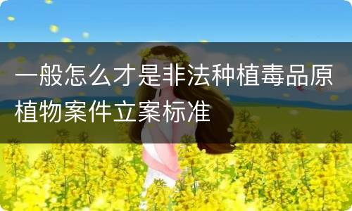 一般怎么才是非法种植毒品原植物案件立案标准