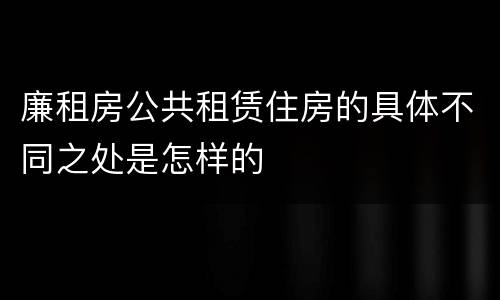 廉租房公共租赁住房的具体不同之处是怎样的