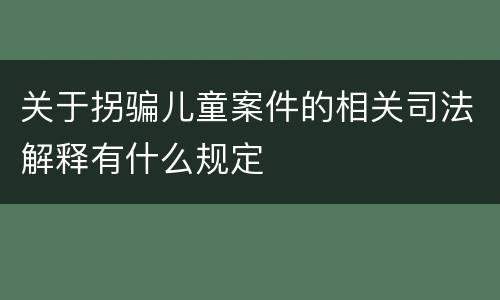 关于拐骗儿童案件的相关司法解释有什么规定
