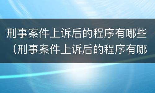 刑事案件上诉后的程序有哪些（刑事案件上诉后的程序有哪些规定）