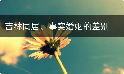 吉林同居、事实婚姻的差别