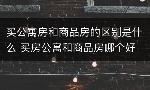 买公寓房和商品房的区别是什么 买房公寓和商品房哪个好