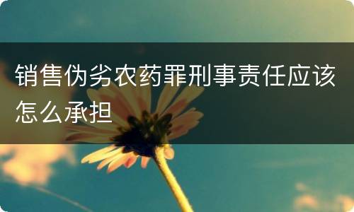 销售伪劣农药罪刑事责任应该怎么承担