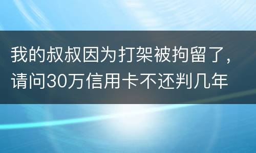 我的叔叔因为打架被拘留了，请问30万信用卡不还判几年