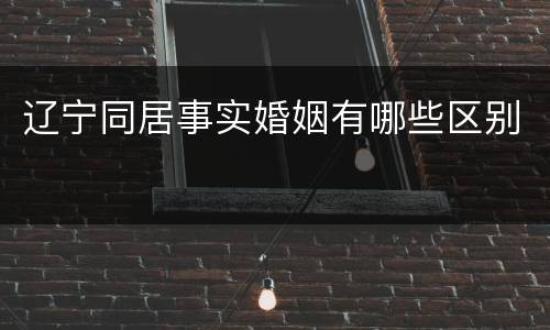 辽宁同居事实婚姻有哪些区别