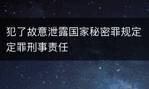 犯了故意泄露国家秘密罪规定定罪刑事责任