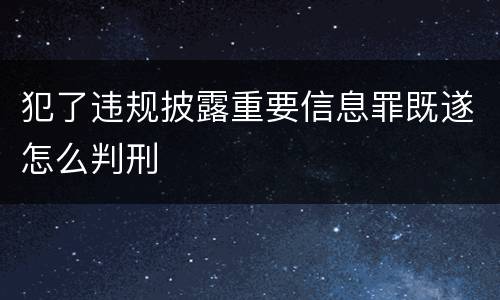犯了违规披露重要信息罪既遂怎么判刑