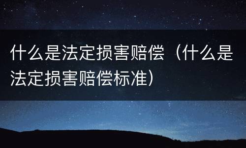 什么是法定损害赔偿（什么是法定损害赔偿标准）