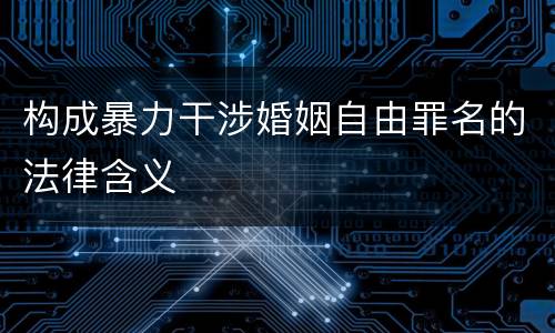 构成暴力干涉婚姻自由罪名的法律含义