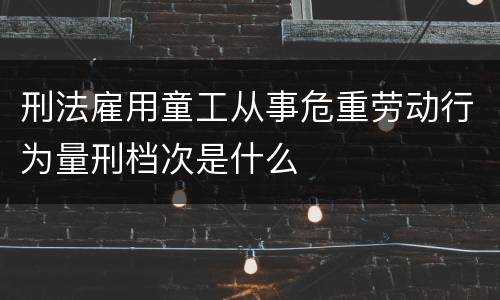 刑法雇用童工从事危重劳动行为量刑档次是什么