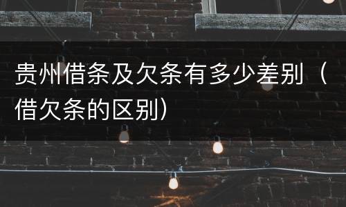 贵州借条及欠条有多少差别（借欠条的区别）