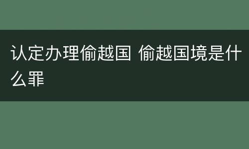 认定办理偷越国 偷越国境是什么罪