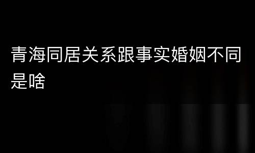 青海同居关系跟事实婚姻不同是啥