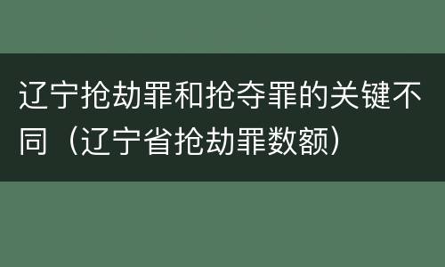 辽宁抢劫罪和抢夺罪的关键不同（辽宁省抢劫罪数额）