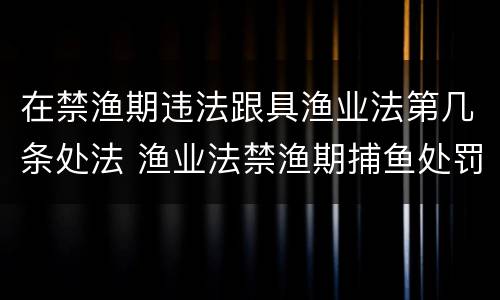 在禁渔期违法跟具渔业法第几条处法 渔业法禁渔期捕鱼处罚规定
