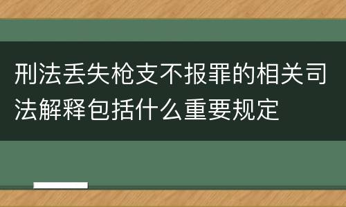 刑法丢失枪支不报罪的相关司法解释包括什么重要规定