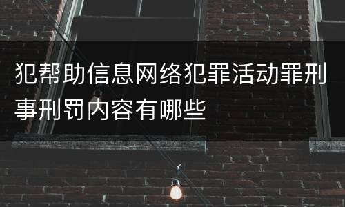 犯帮助信息网络犯罪活动罪刑事刑罚内容有哪些