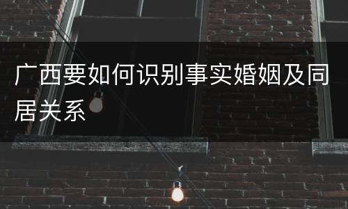 广西要如何识别事实婚姻及同居关系
