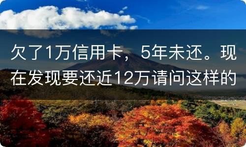 欠了1万信用卡，5年未还。现在发现要还近12万请问这样的利息怎么解决
