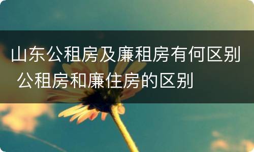 山东公租房及廉租房有何区别 公租房和廉住房的区别