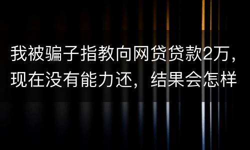 我被骗子指教向网贷贷款2万，现在没有能力还，结果会怎样