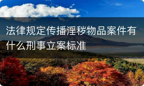 法律规定传播淫秽物品案件有什么刑事立案标准