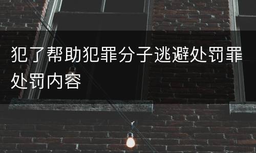 犯了帮助犯罪分子逃避处罚罪处罚内容