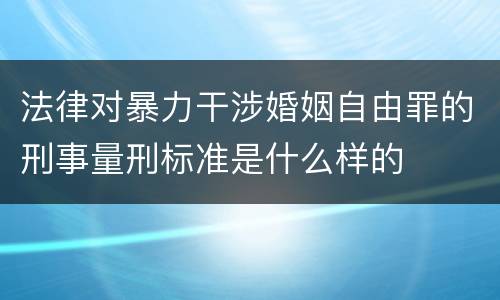法律对暴力干涉婚姻自由罪的刑事量刑标准是什么样的