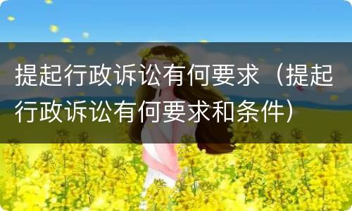 提起行政诉讼有何要求（提起行政诉讼有何要求和条件）