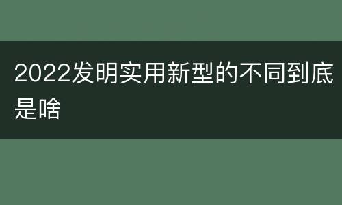 2022发明实用新型的不同到底是啥