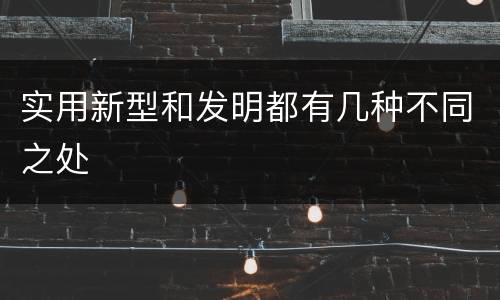 实用新型和发明都有几种不同之处