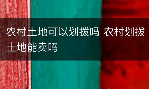 农村土地可以划拨吗 农村划拨土地能卖吗