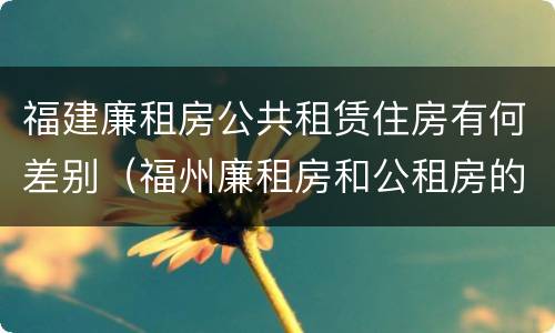 福建廉租房公共租赁住房有何差别（福州廉租房和公租房的区别）