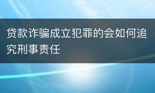 贷款诈骗成立犯罪的会如何追究刑事责任
