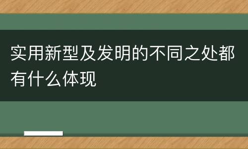 实用新型及发明的不同之处都有什么体现