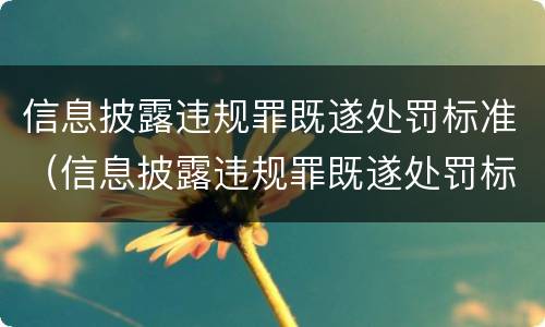 信息披露违规罪既遂处罚标准（信息披露违规罪既遂处罚标准）