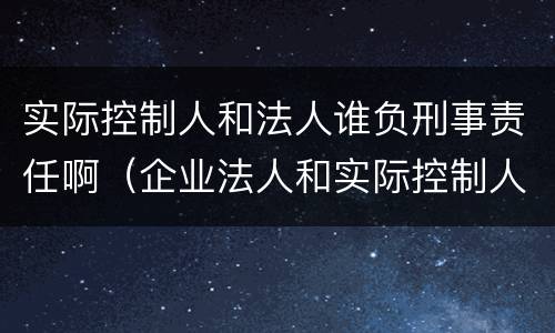 实际控制人和法人谁负刑事责任啊（企业法人和实际控制人 谁承担刑事责任）
