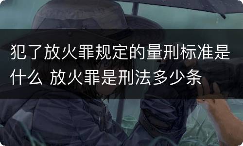 犯了放火罪规定的量刑标准是什么 放火罪是刑法多少条