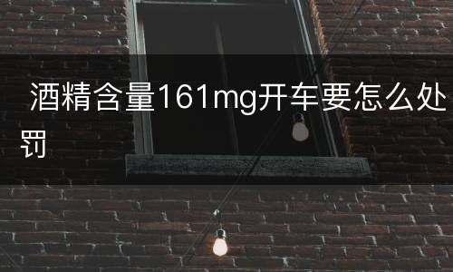  酒精含量161mg开车要怎么处罚