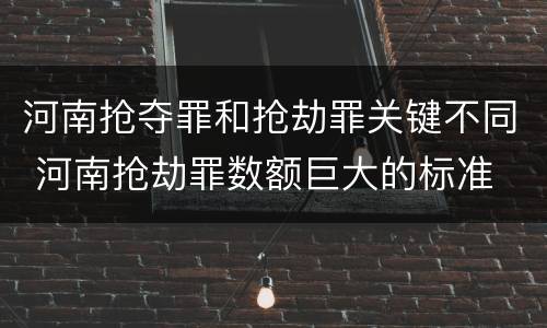 河南抢夺罪和抢劫罪关键不同 河南抢劫罪数额巨大的标准